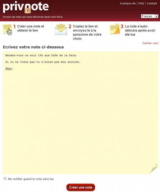 privnote envoyer-message-autodestructible