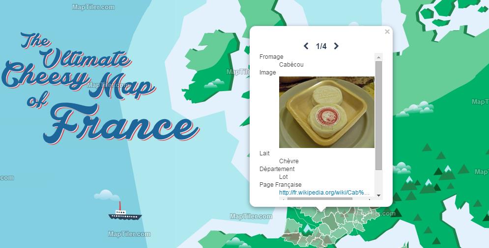 La carte de France des fromages