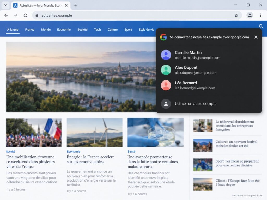 invite de connexion compte Google